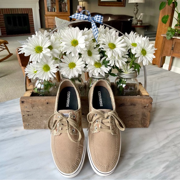 Converse•Size 9.5•Cons Skateboarding Shoes•Khaki and Camo Canvas•Lace-Up Styling - Picture 15 of 16